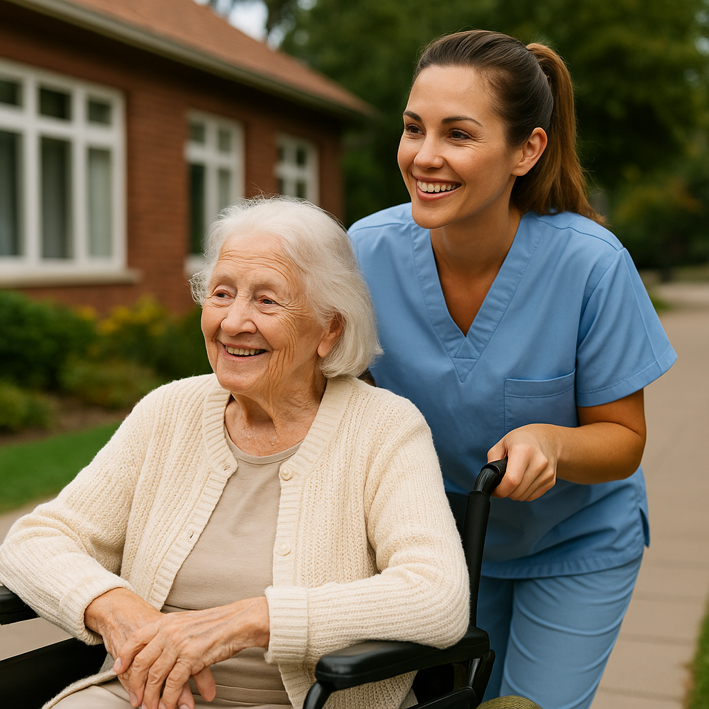 Residents and staff interacting