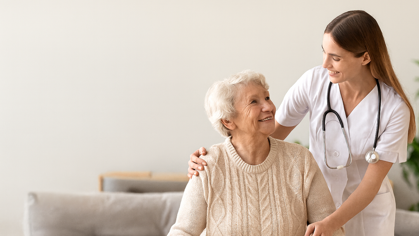 Residents and caregivers at Pine Ridge Healthcare Center