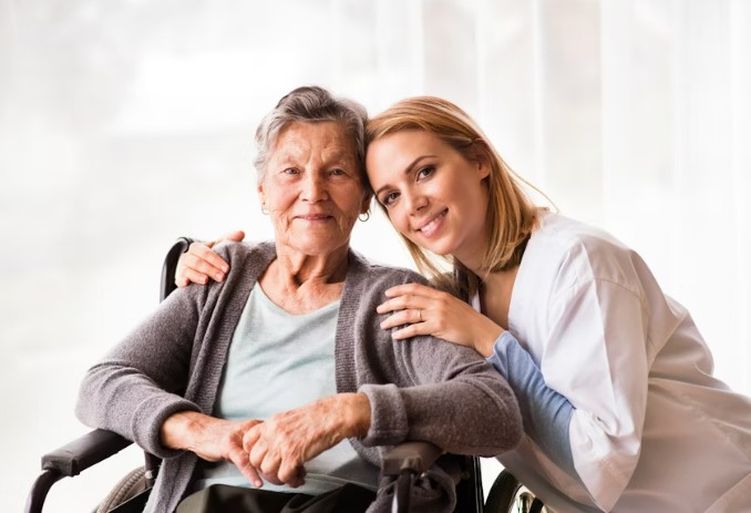 Nurse supporting a resident